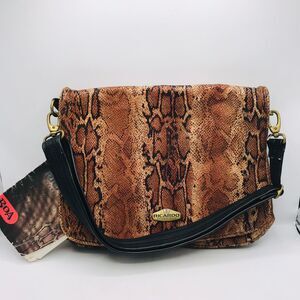 RICARDO BEVERLY HILLS Travel the Wild Side Snakeskin Print Saddle Tote 14x11x3